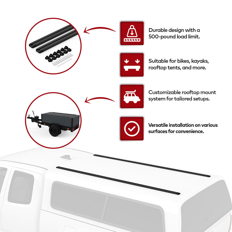 Chargez l&#39;image dans la visionneuse de la galerie, Système de montage pour galerie de toit de voiture Yakima HD Track de 60 pouces avec écrous borgnes, noir
