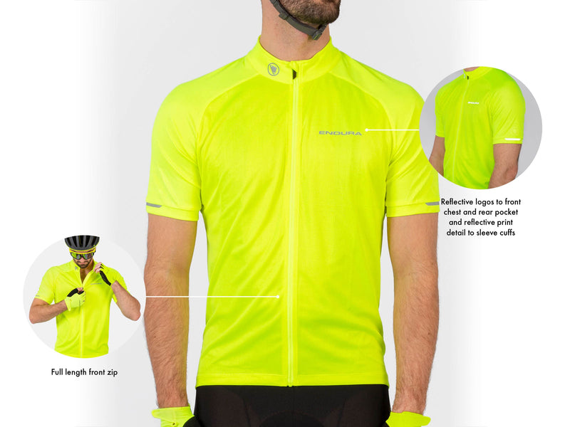 Chargez l&#39;image dans la visionneuse de la galerie, Endura Xtract Mens Short Sleeve Cycling Jersey Hi-Viz Yellow, Large - RACKTRENDZ
