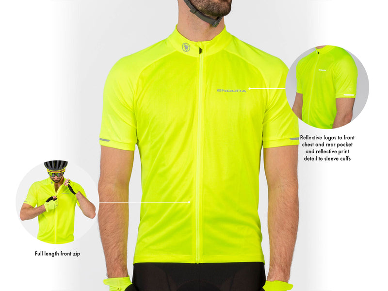 Chargez l&#39;image dans la visionneuse de la galerie, Endura Xtract Mens Short Sleeve Cycling Jersey Hi-Viz Yellow, Medium - RACKTRENDZ

