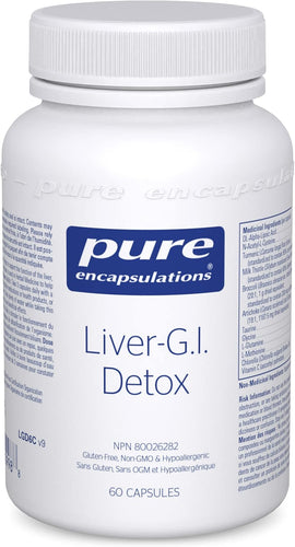 Liver-G.I. Detox - Liver Detox & GI Health - Antioxidant Rich Digestive Health - Hypoallergenic - Gluten Free & Non-GMO - 60 Vegetable Capsules