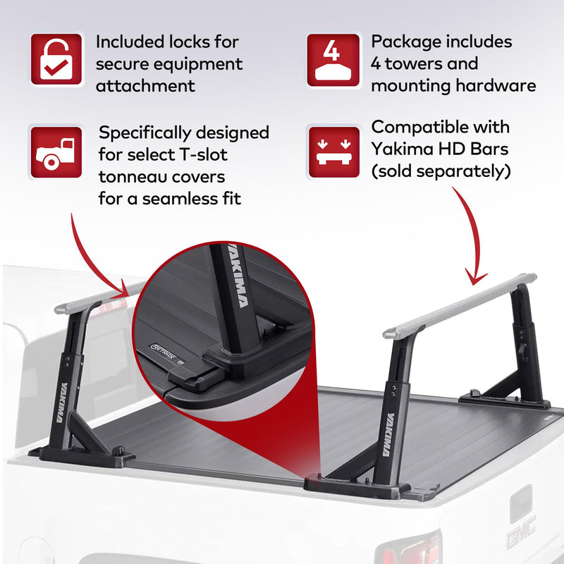 Chargez l&#39;image dans la visionneuse de la galerie, Kit de montage de tours et de tonneau en aluminium Yakima Overhaul HD, matériel de montage pour couvre-tonneau Retrax XR, Pace Edwards et Ford Embark LS, noir
