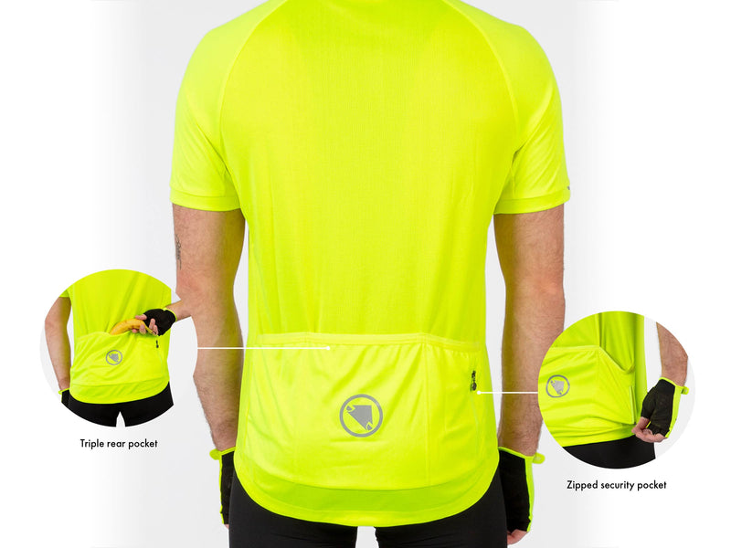 Chargez l&#39;image dans la visionneuse de la galerie, Endura Xtract Mens Short Sleeve Cycling Jersey Hi-Viz Yellow, Large - RACKTRENDZ
