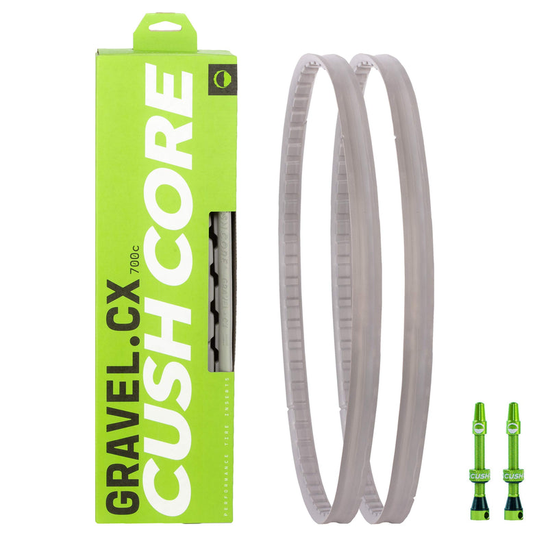 Chargez l&#39;image dans la visionneuse de la galerie, CushCore Gravel.CX Set - Includes (2) Tire Insert, (2) Presta Valves &amp; (2) Rim Stickers, Easy Installation, Tire Inserts, Helps Improve Ride Quality, Fits a 33mm-46mm Tire (2-Pack) - RACKTRENDZ
