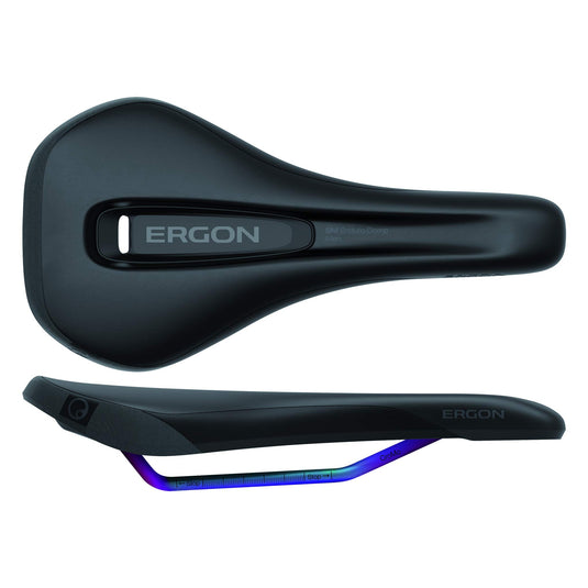 Ergon - SM Enduro Comp Ergonomic Comfort Bicycle Saddle | for All Mountain, Gravity, DH and Enduro Bikes | Mens | Medium/Large | Stealth Black/Oil-Slick - RACKTRENDZ
