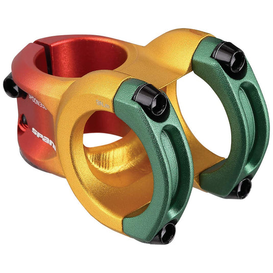 Spank Spoon 350 Stem,Rasta(Diameter 35mm, Length: 35/43mm, Rise: 0°), Chamfered bar clamp, Ultra-Short Stack Height, Bicycle Stem, Ideal for ASTM 5, All Mountain, Enduro, Trail, Free Ride, DJ, E-Bike - RACKTRENDZ