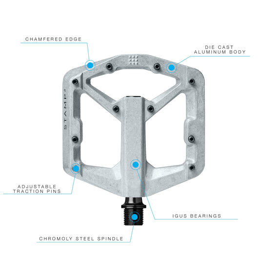 PÉDALE CRANKBRO STAMP 2 SM ARGENT