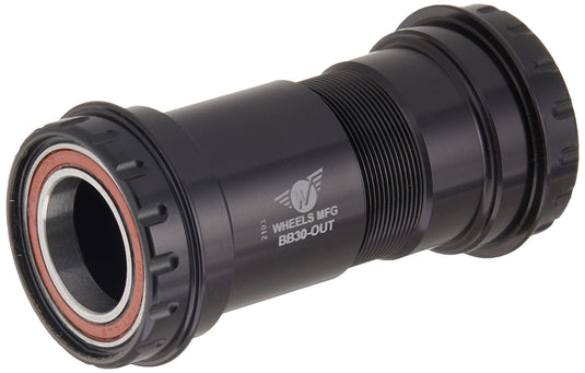 Wheels Manufacturing BB30 to Outboard Bottom Bracket with Angular Contact Bearings, Black, Shimano 24mm Spindle - RACKTRENDZ