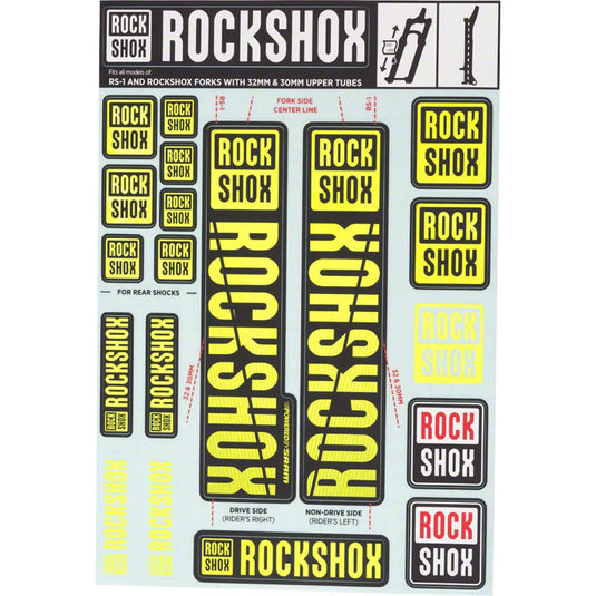 RockShox Decal Kit, 30/32mm, Yellow Color Matching - RACKTRENDZ