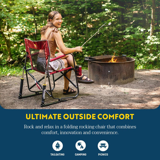 GCI Outdoor Freestyle Rocker Portable Rocking Chair & Outdoor Camping Chair, Black