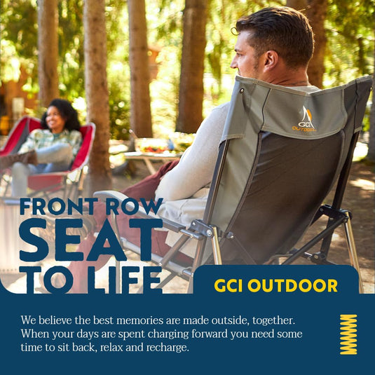 GCI Outdoors Roadtrip Rocker: Foldable, Mercury Gray, Mesh Back, Rocking Motion, Outdoor Chair, Contemporary Style, One Size, 250 lbs Max Weight, Adult, Hard Floor, Camping