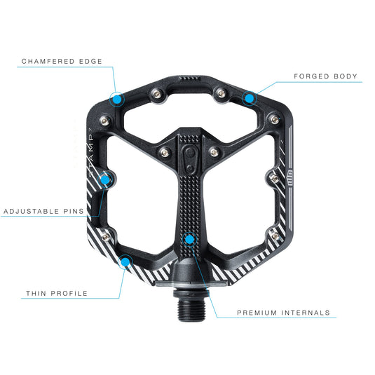 Crankbrothers Stamp 7,Aluminum MTB Bike Pedal, Black/White, Small