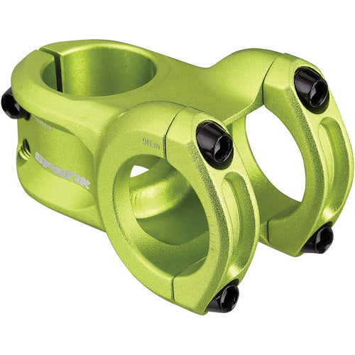 Spank Spoon 318 Stem Green(Diameter 31.8mm, Length: 33/43mm, Rise: 0°), Chamfered bar clamp, Ultra-short stack height, Bicycle Stem, Ideal for ASTM 5, All mountain, enduro, trail, free ride, DJ,E-Bike - RACKTRENDZ