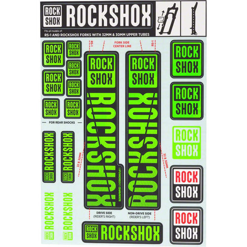 RockShox Decal Kit, 30/32mm, Green Color Matching - RACKTRENDZ