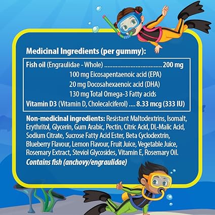 AquaOmega Kids Omega-3 Gummies - High EPA with DHA and Vitamin D