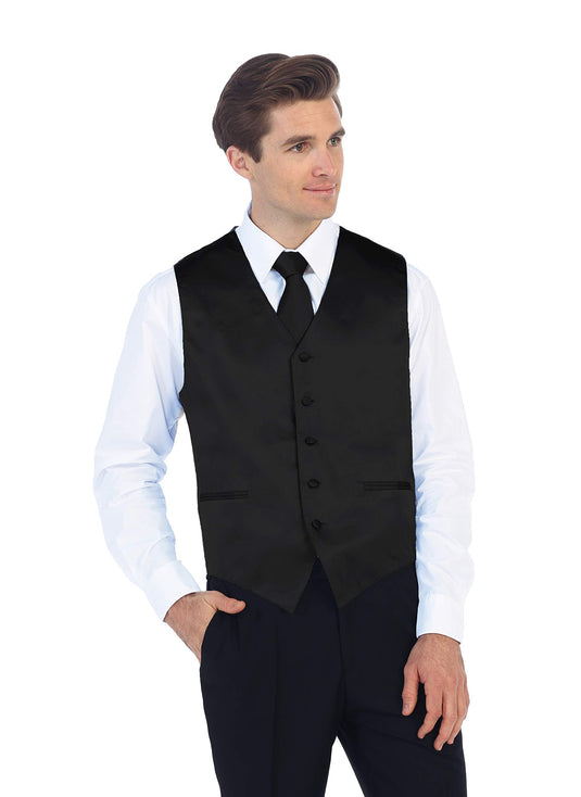 Men's Formal 4pc Satin Vest Necktie Bowtie and Pocket Square, Turquoise, Medium, Turquoise, Medium - RACKTRENDZ