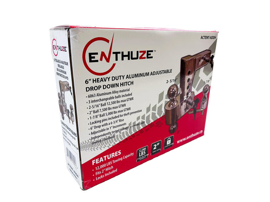 Enthuze 6" HD Aluminum Adjustable Hitch with 3 Ball Sizes