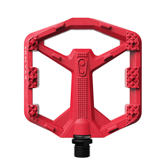 Crankbrothers Stamp 0 Flat Pedals for MTB & BMX Bikes, Lightweight Composite Body, Enhanced Grip with 12 Pins, Red, Small
