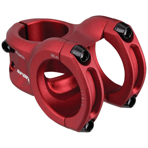 Spank Spoon 318 Stem Red(Diameter 31.8mm, Length: 33/43mm, Rise: 0°), Chamfered bar clamp, Ultra-Short Stack Height, Bicycle Stem, Ideal for ASTM 5, All Mountain, Enduro, Trail, Free Ride, DJ, E-Bike - RACKTRENDZ