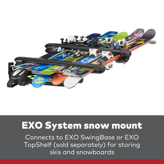 Porte-skis de toit universel Yakima EXO SnowBank pour 5 skis ou 4 planches à neige avec charnière à double articulation, verrouillage SKS et accès à 1 bouton, noir