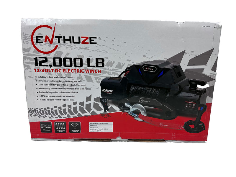 Load image into Gallery viewer, Enthuze 12V Electric Truck Winch with 12,000 lbs Capacity
