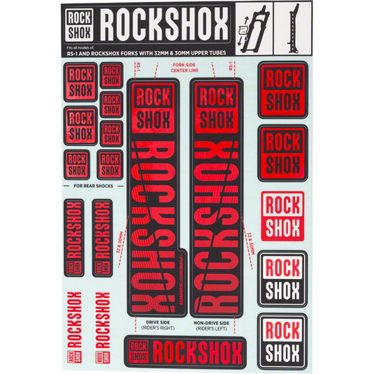 RockShox Decal Kit, 30/32mm, Red - RACKTRENDZ