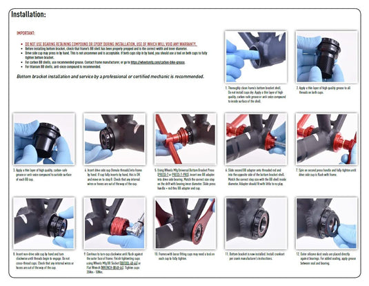 Wheels Manufacturing Press Fit 30 to Outboard Bottom Bracket with Angular Contact Bearings, Black, Shimano 24mm Spindle - RACKTRENDZ