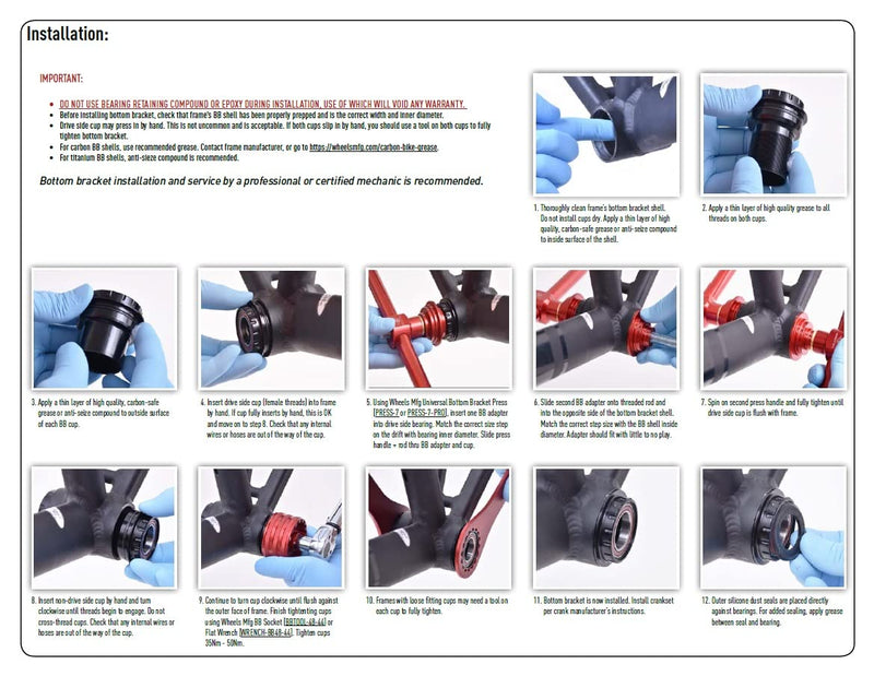 Chargez l'image dans la visionneuse de la galerie, Wheels Manufacturing Press Fit 30 to Outboard Bottom Bracket with Angular Contact Bearings, Black, SRAM 24/22mm Spindle - RACKTRENDZ
