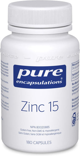 Zinc 15 mg - Zinc Picolinate Supplement for Immune System Support - For Wound Healing - 180 Capsules