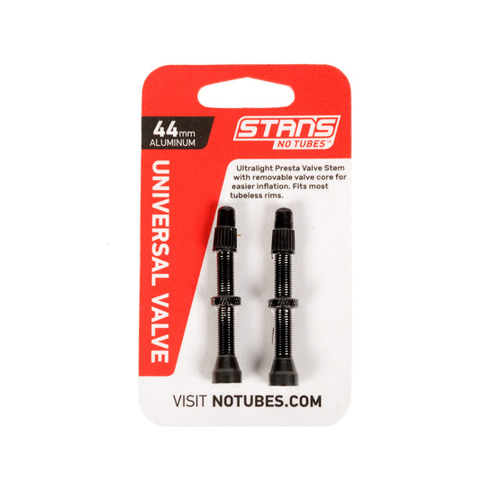 Stan's NoTubes Universal Valve Aluminium, Black, up to 8 mm Valve Hole, 44 mm. - RACKTRENDZ