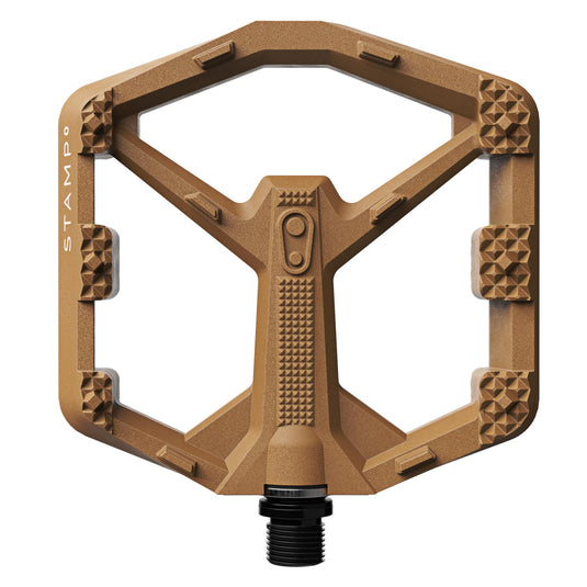 Crankbrothers Stamp 0 Flat Pedals for MTB & BMX Bikes, Lightweight Composite Body, Enhanced Grip with 12 Pins, Brown, Large