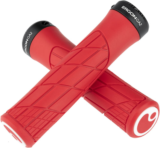 Ergon - GA2 Ergonomic Lock-on Bicycle Handlebar Grips | Standard Compatibility | for Mountain Bikes | Risky Red - RACKTRENDZ