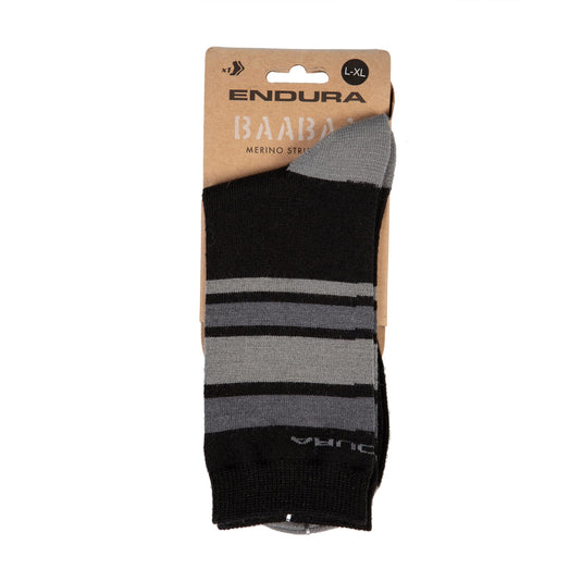 Endura BaaBaa Merino Stripe Cycling Sock Matte Black, S/M - RACKTRENDZ