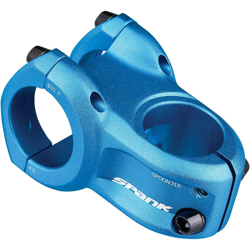 Chargez l&#39;image dans la visionneuse de la galerie, Spank Spoon 318 Stem Blue (Diameter 31.8mm, Length: 33/43mm, Rise: 0°), Chamfered bar clamp, Ultra-Short Stack Height, Bicycle Stem, Ideal for ASTM 5, All Mountain, Enduro, Trail, Free Ride, DJ - RACKTRENDZ
