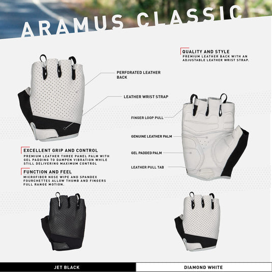 Lizard Skins Aramus Classic Leather Cycling Gloves V2 – Unisex Padded Short Finger Bike Gloves (Jet Black, Small) - RACKTRENDZ