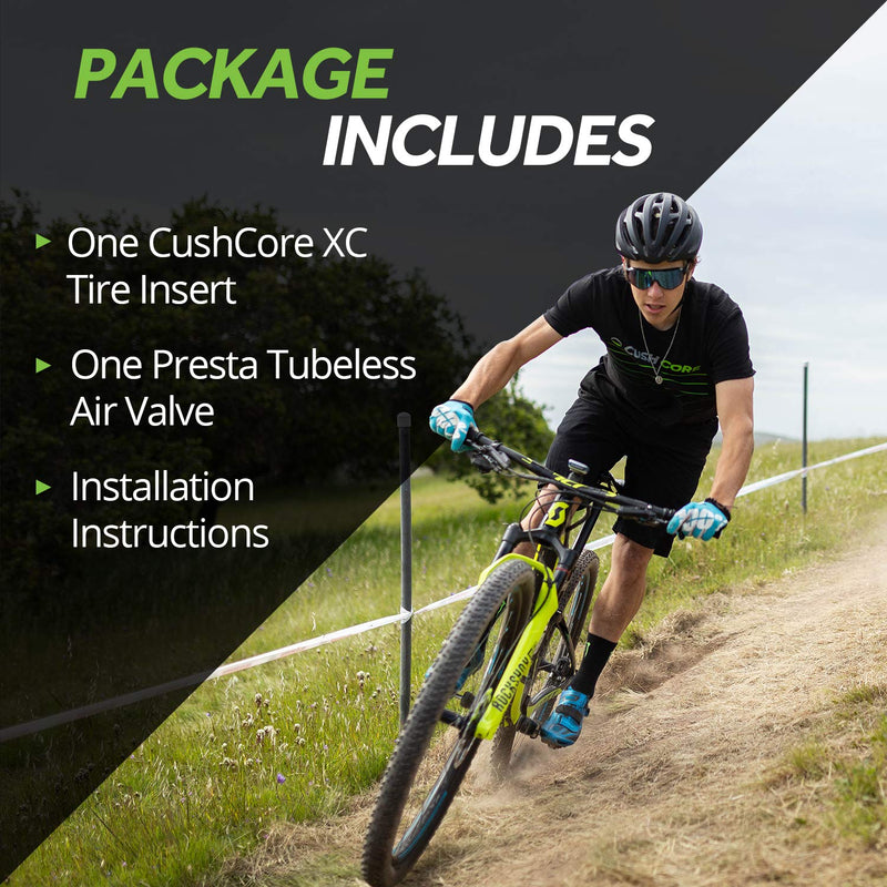 Chargez l&#39;image dans la visionneuse de la galerie, CushCore XC Set - Includes (1) Tire Insert, (1) Presta Valve &amp; (1) Rim Sticker, Easy At-Home Installation, Bicycle Tire Inserts, Helps Improve Ride Quality, Fits a 1.8&quot;-2.4&quot; Tire (Single, 27.5&quot;) - RACKTRENDZ
