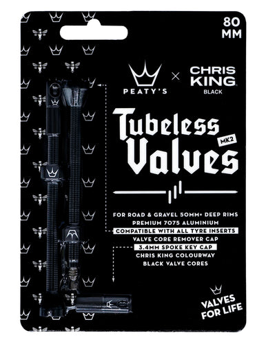 Peaty's MK2 Chris King Tubeless Valves 80mm Black - RACKTRENDZ