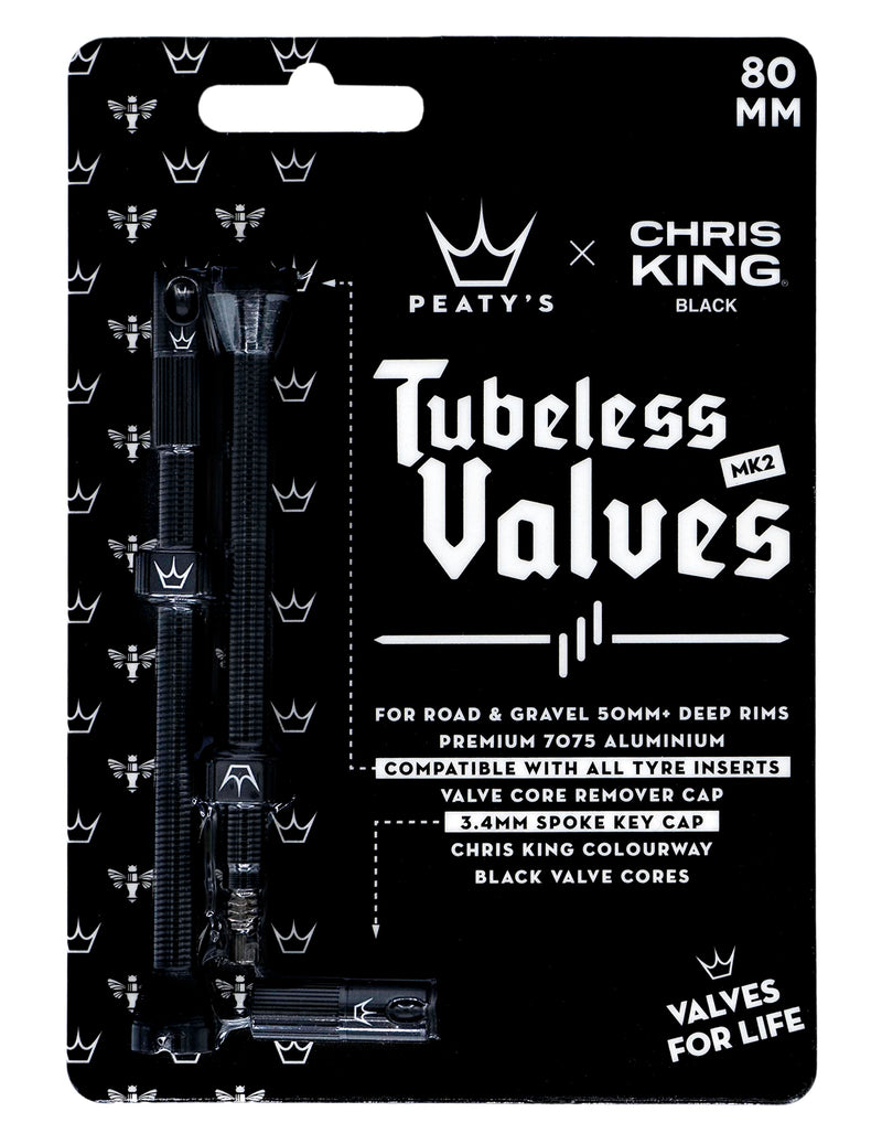 Chargez l&#39;image dans la visionneuse de la galerie, Peaty&#39;s MK2 Chris King Tubeless Valves 80mm Black - RACKTRENDZ
