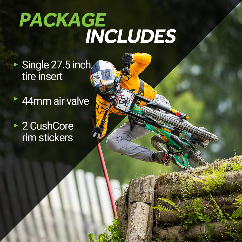 Chargez l&#39;image dans la visionneuse de la galerie, CushCore Pro Set - Includes (1) Tire Inserts, (1) Presta Valve &amp; (1) Rim Sticker, Easy At-Home Installation, Bicycle Tire Inserts, Helps Improve Ride Quality, Rim &amp; Tire Protection (27.5? Single Pack) - RACKTRENDZ
