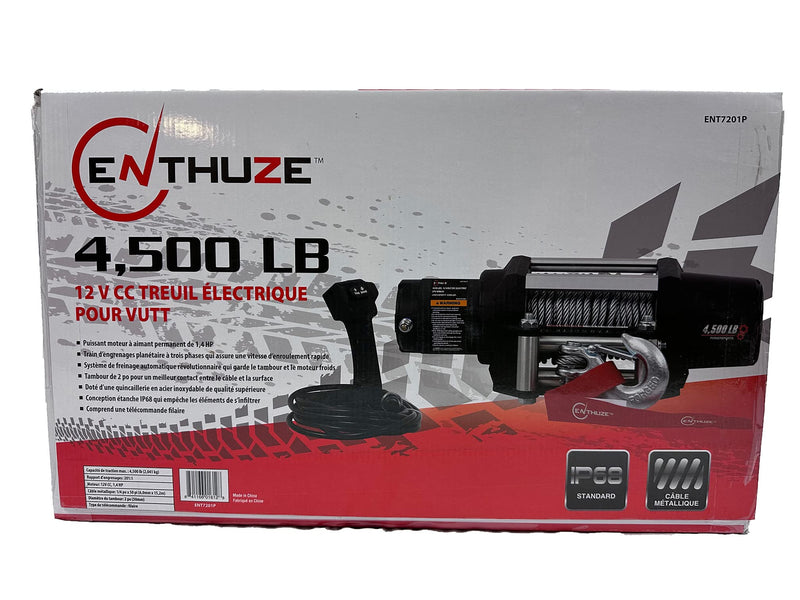 Load image into Gallery viewer, Enthuze 4500-lb 12V DC Electric Winch for Powersports &amp; UTVs
