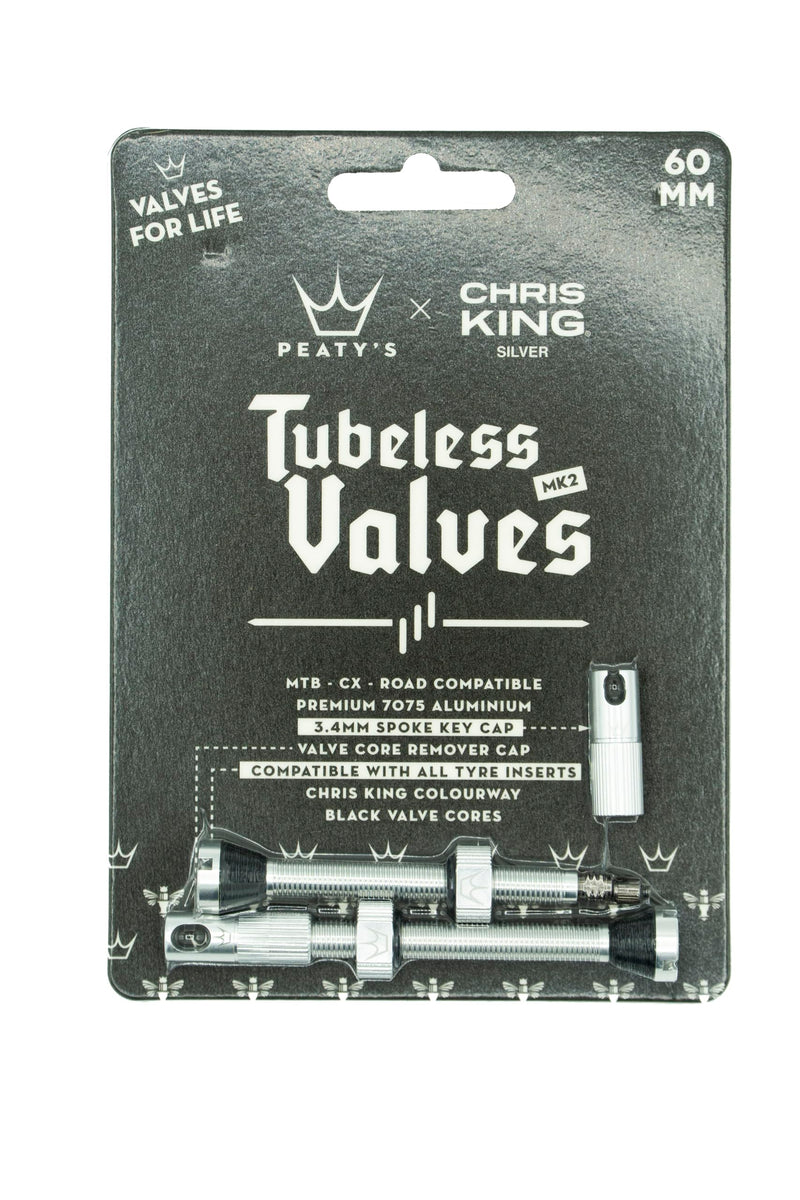 Chargez l&#39;image dans la visionneuse de la galerie, Peaty&#39;s x Chris King (MK2) Tubeless Valves, 60mm, Silver - RACKTRENDZ
