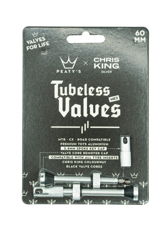 Peaty's x Chris King (MK2) Tubeless Valves, 60mm, Silver - RACKTRENDZ