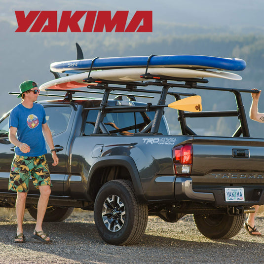 Yakima Overhaul HD Heavy Duty Aluminum Construction Adjustable Height Truck Bed Rack with Tie Down Points and T Slot Attachments, Black