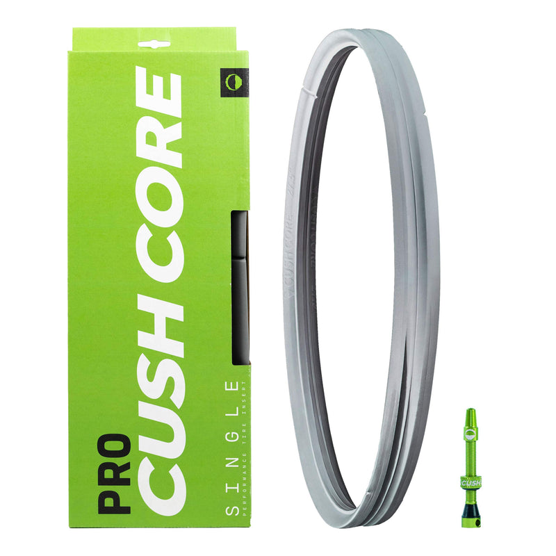 Chargez l&#39;image dans la visionneuse de la galerie, CushCore Pro Set - Includes (1) Tire Inserts, (1) Presta Valve &amp; (1) Rim Sticker, Easy At-Home Installation, Bicycle Tire Inserts, Helps Improve Ride Quality, Rim &amp; Tire Protection (27.5? Single Pack) - RACKTRENDZ
