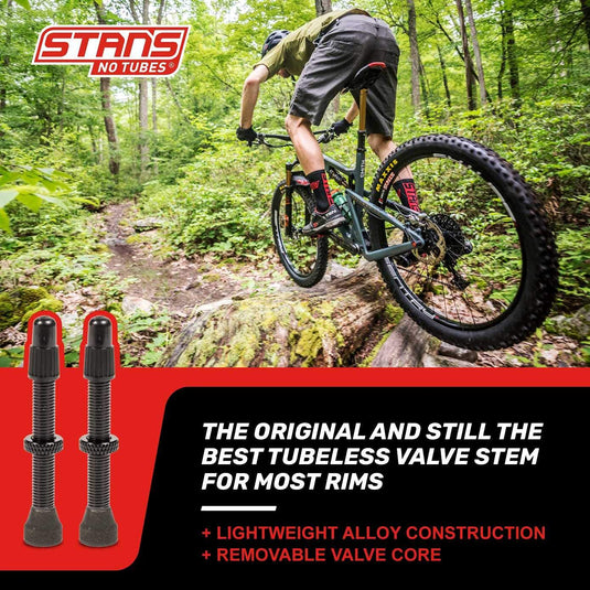 Stan's NoTubes Universal Valve Aluminium, Black, up to 8 mm Valve Hole, 44 mm. - RACKTRENDZ