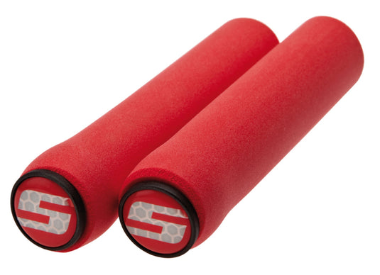 SRAM Locking Foam Grips with Single Black Clamp and End Plugs, 129mm, Red - RACKTRENDZ