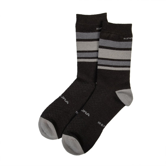 Endura BaaBaa Merino Stripe Cycling Sock Matte Black, L/XL - RACKTRENDZ