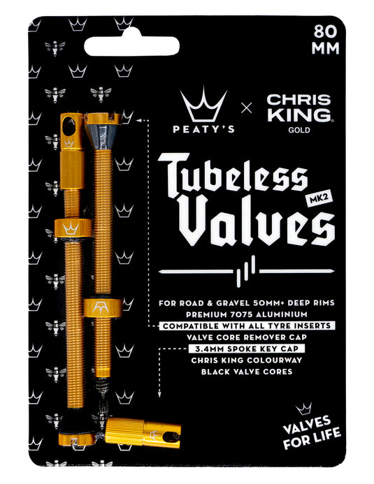 Peaty's MK2 Chris King Tubeless Valves 80mm Gold - RACKTRENDZ