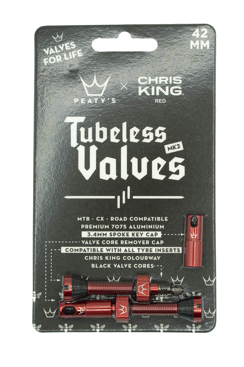 Chargez l&#39;image dans la visionneuse de la galerie, Peaty&#39;s x Chris King (MK2) Tubeless Valves, 42mm, Red - RACKTRENDZ
