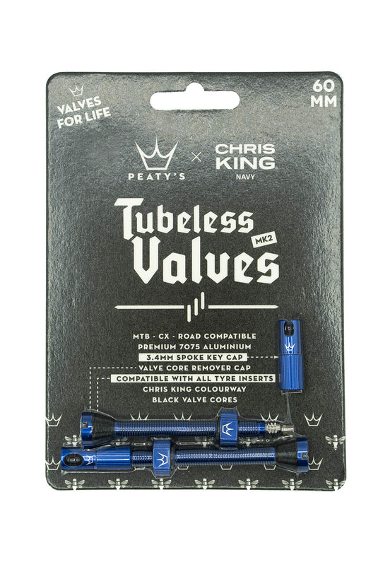 Peaty's x Chris King (MK2) Tubeless Valves, 60mm, Navy - RACKTRENDZ