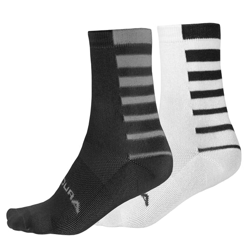 Endura Men's Coolmax Stripe Cycling Socks (Twin Pack), Black, Small-Medium - RACKTRENDZ